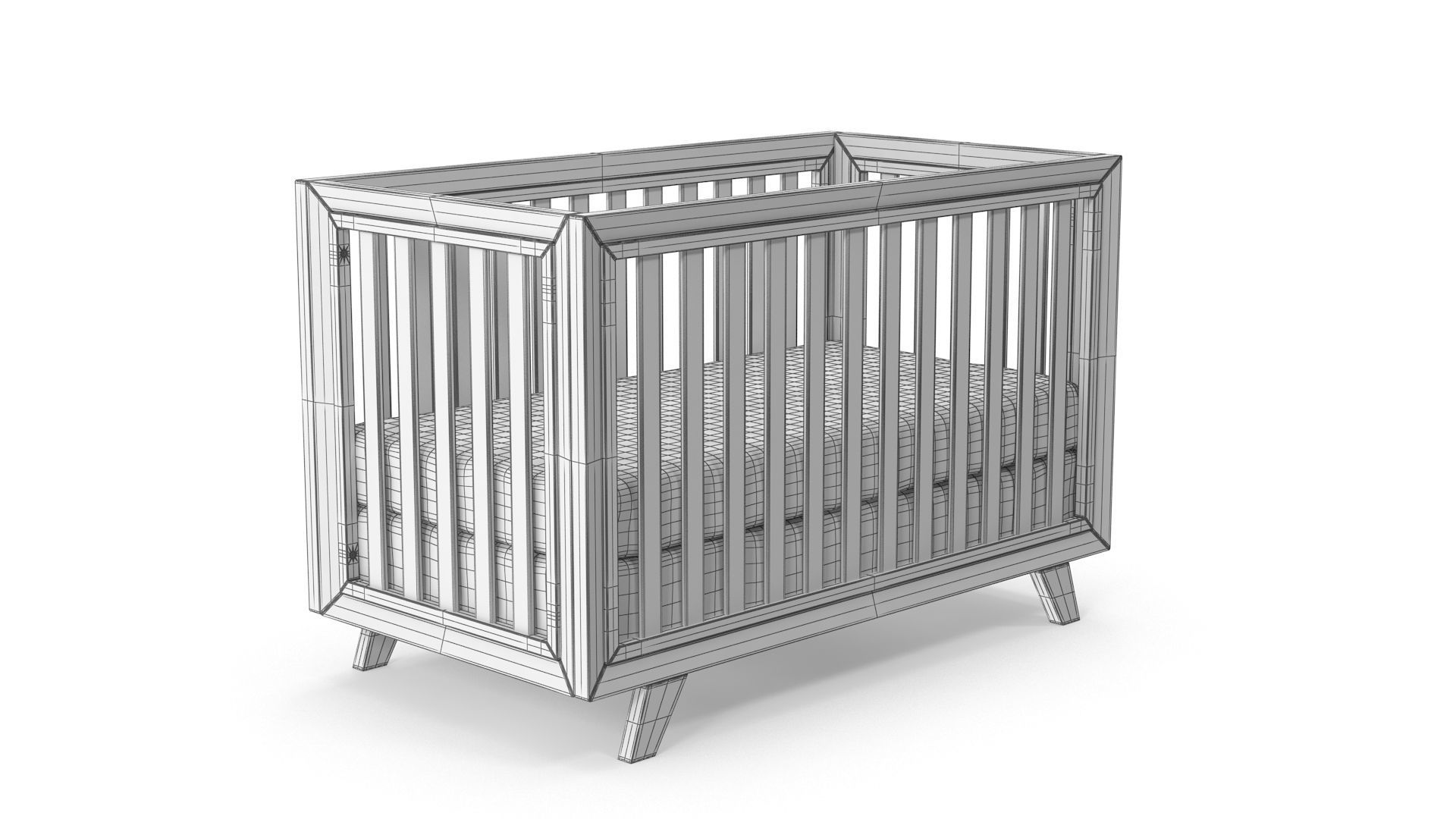 Baby Cribs v3 Low-poly 3D model_8