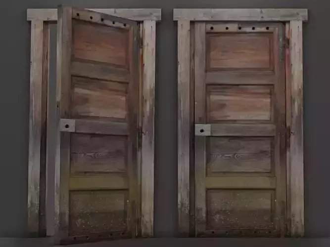Abandoned Wooden Door Low-poly Low-poly 3D model