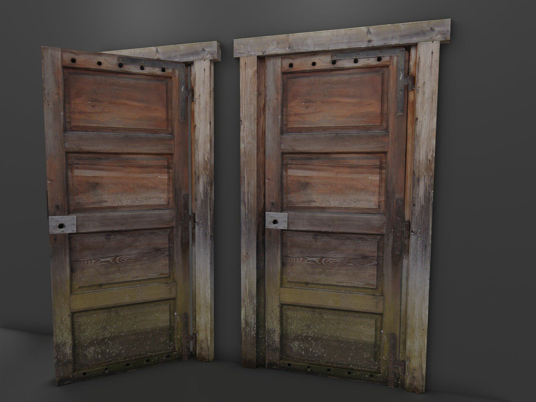 Abandoned Wooden Door Low-poly Low-poly 3D model_5