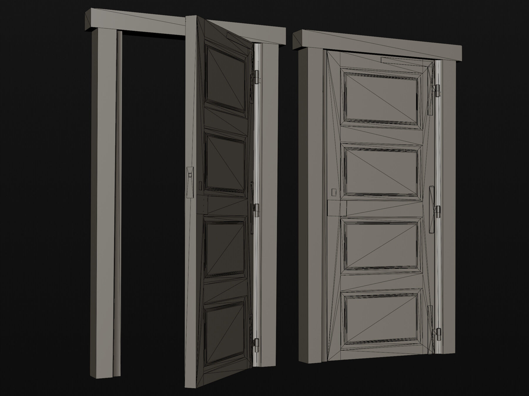 Abandoned Wooden Door Low-poly Low-poly 3D model_8