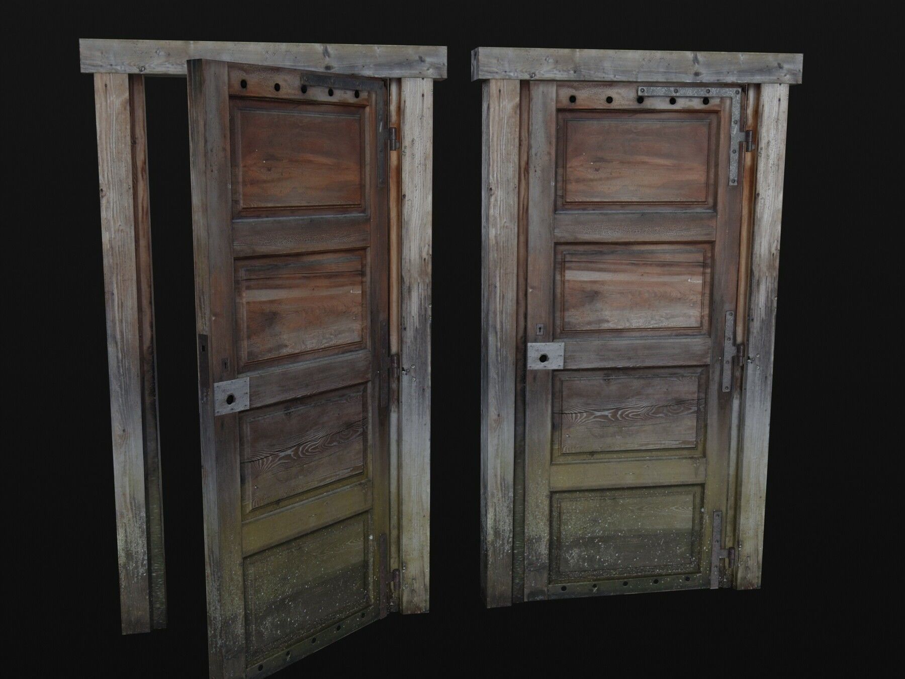 Abandoned Wooden Door Low-poly Low-poly 3D model_6