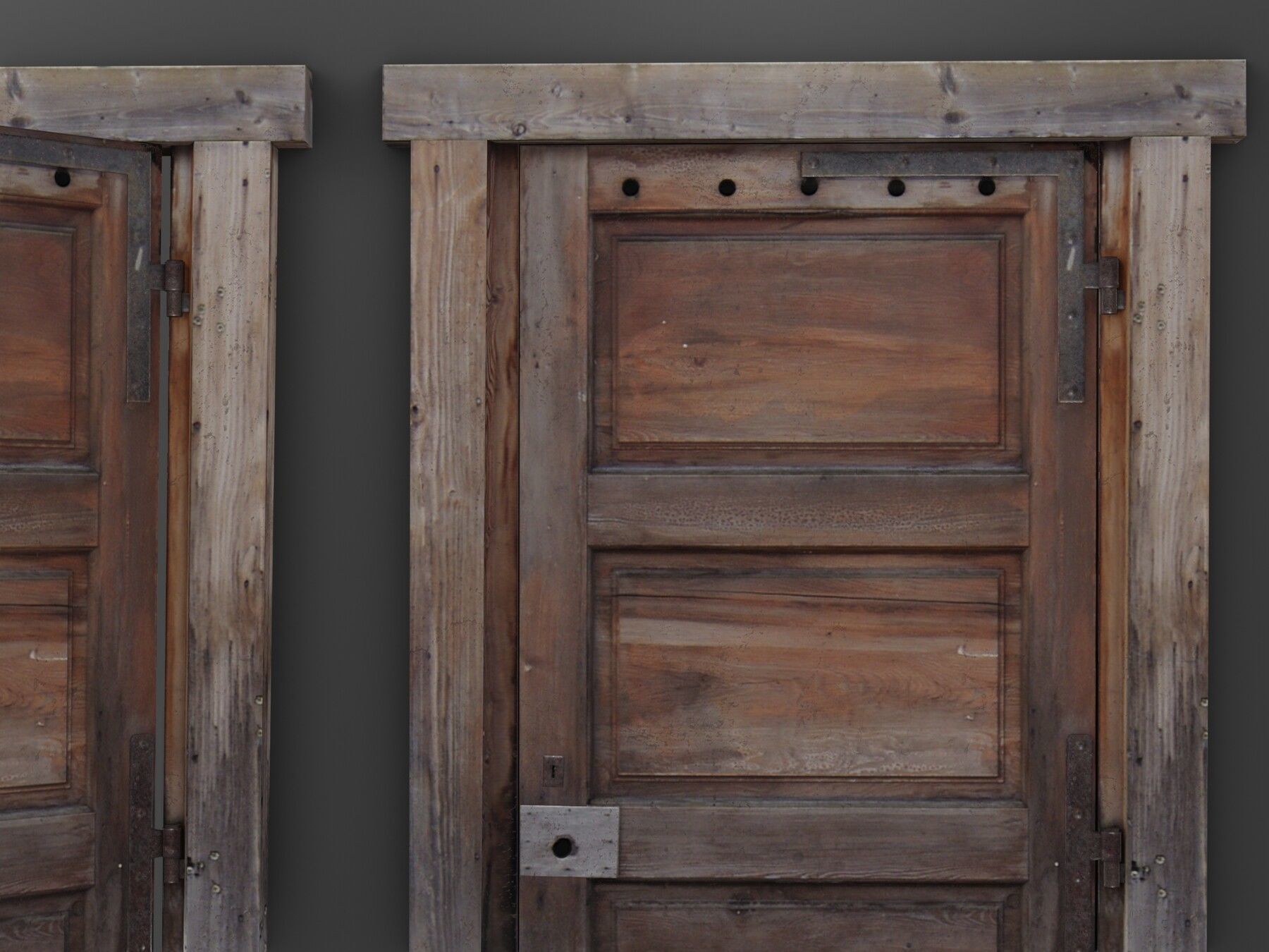 Abandoned Wooden Door Low-poly Low-poly 3D model_4