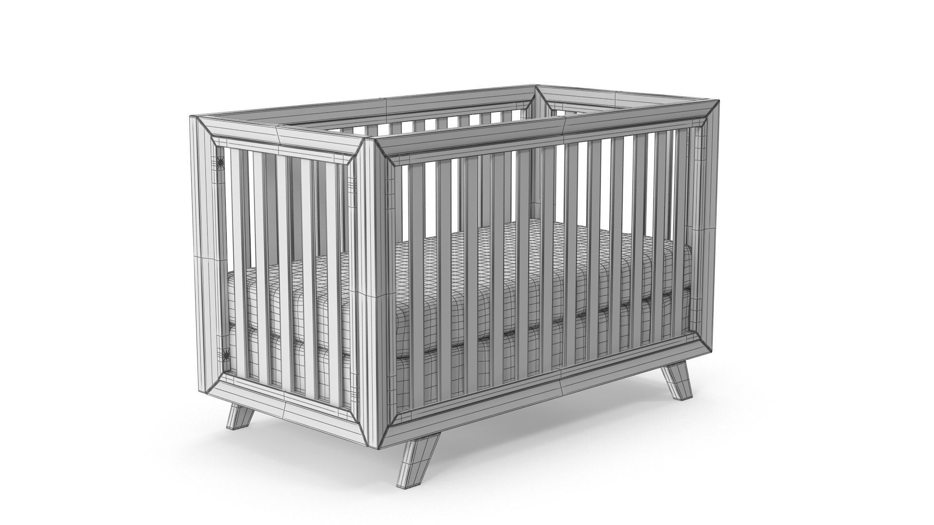 Baby Cribs v4 Low-poly 3D model_8