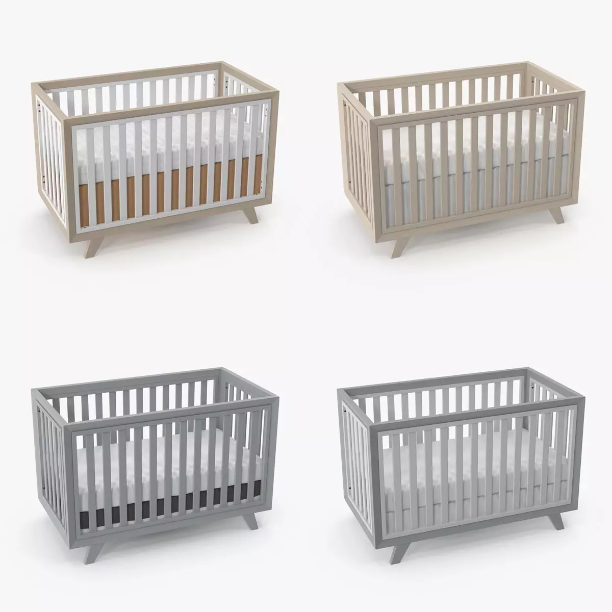 Baby Cribs Set 3D Model Collection_0