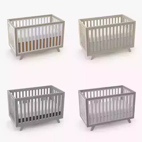 Baby Cribs Set 3D Model Collection
