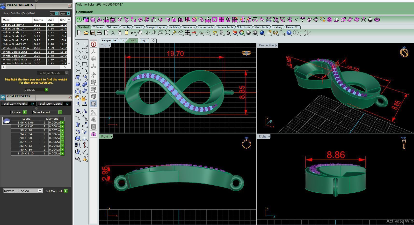 Bracelet B2 The luxury female bracelet with gem 3D print model_12