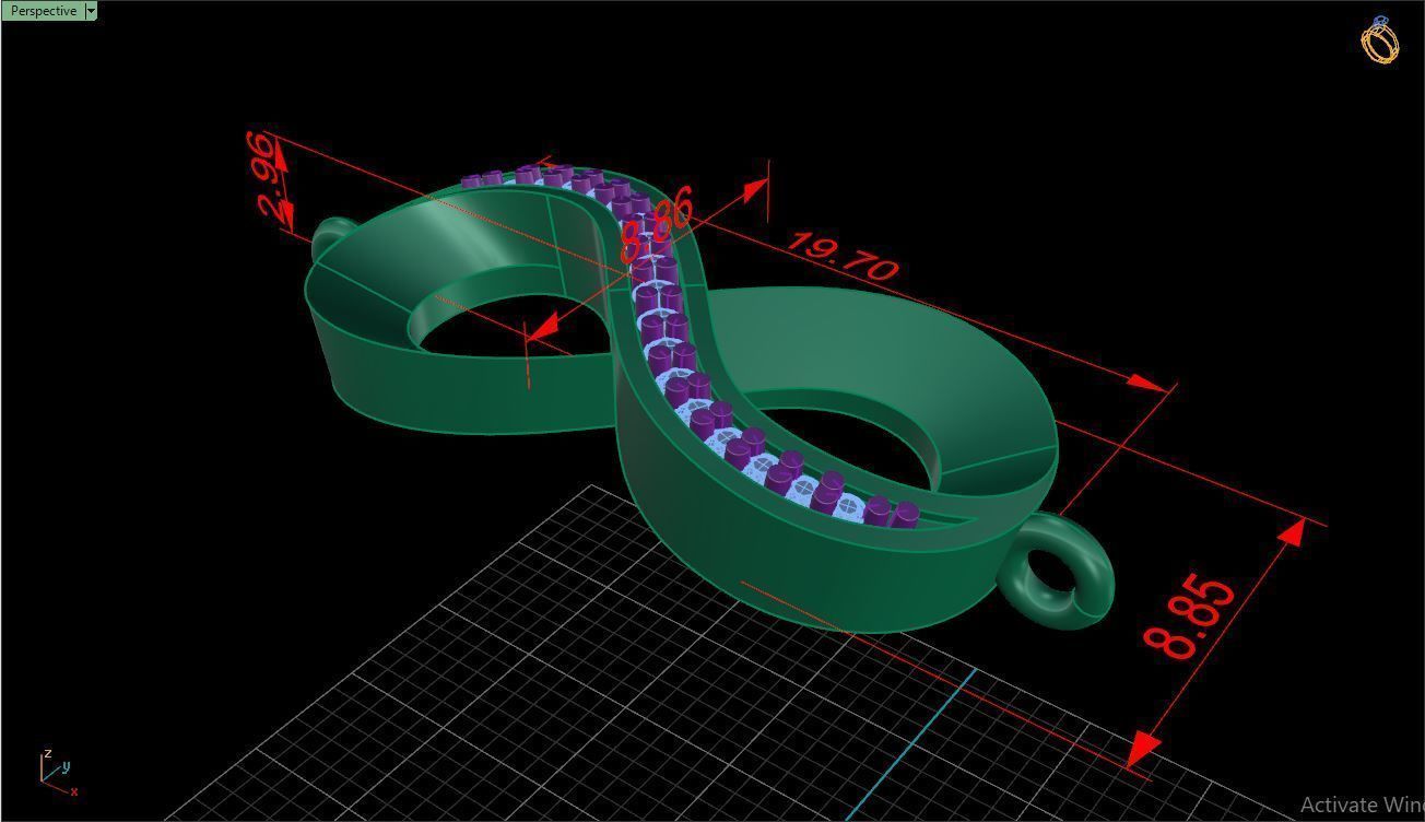 Bracelet B2 The luxury female bracelet with gem 3D print model_16