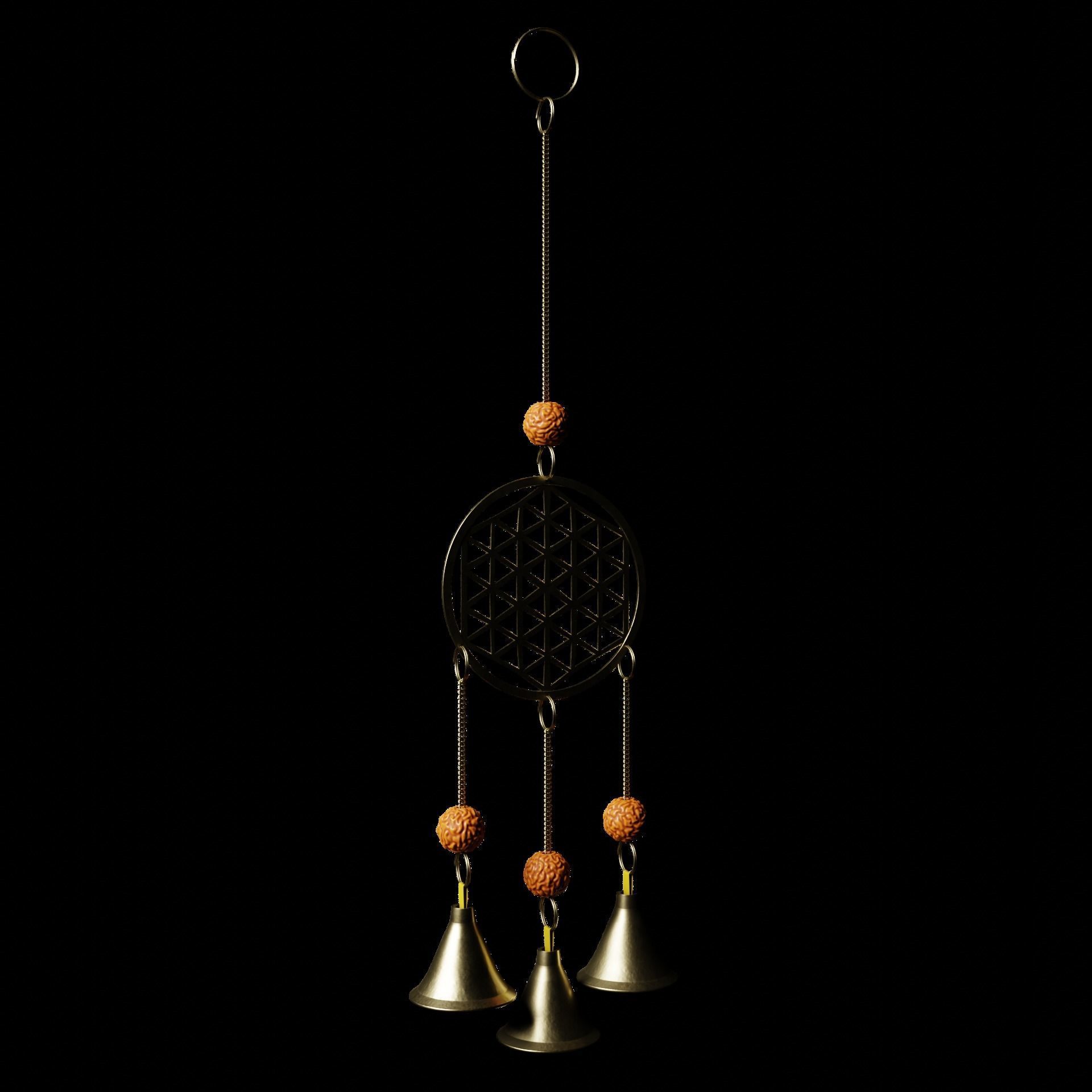 Brass Wind Chime Low-poly 3D model_5