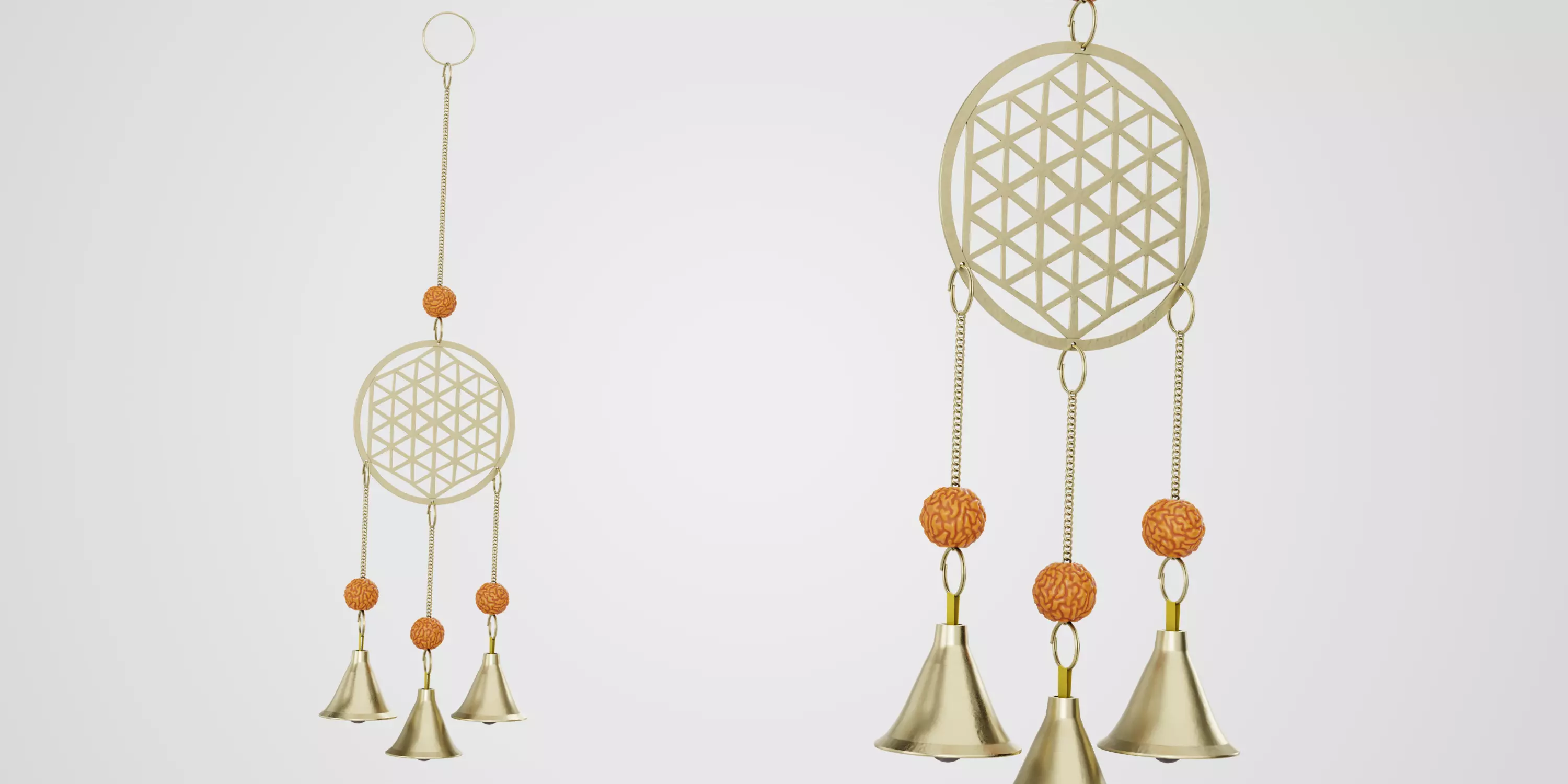 Brass Wind Chime Low-poly 3D model_0