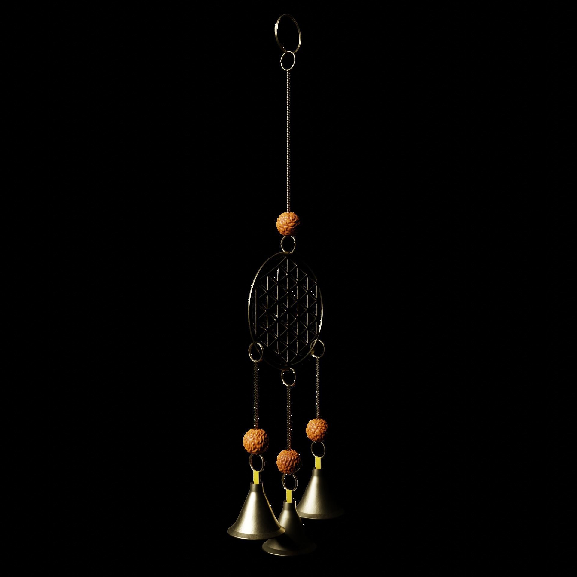 Brass Wind Chime Low-poly 3D model_6