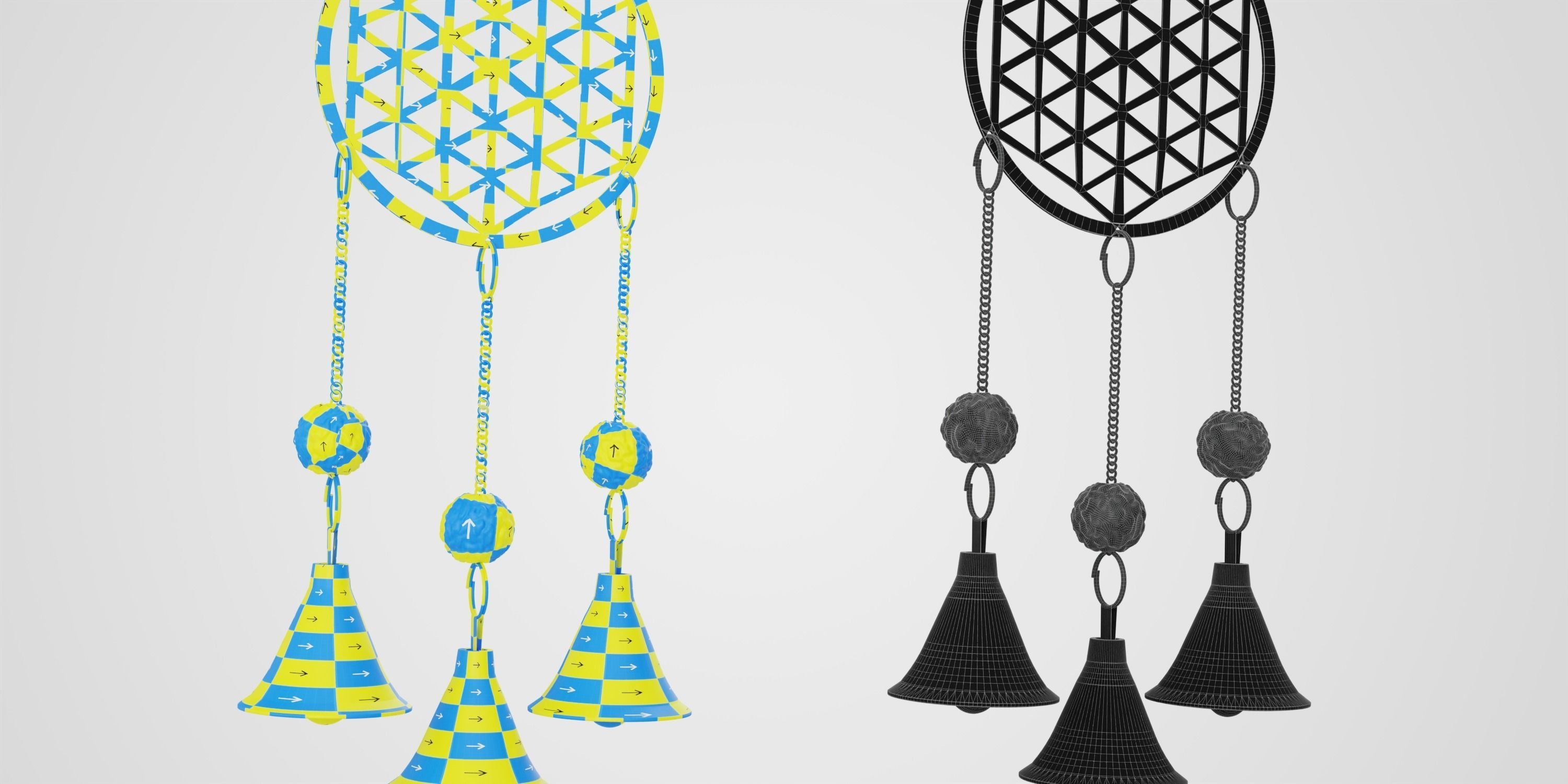 Brass Wind Chime Low-poly 3D model_2