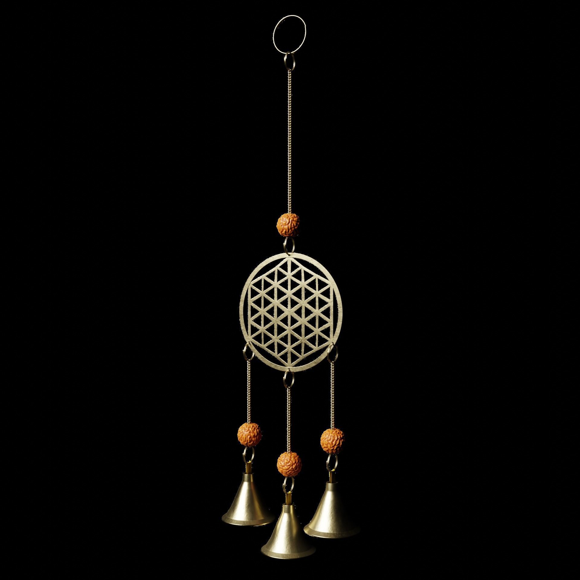 Brass Wind Chime Low-poly 3D model_10