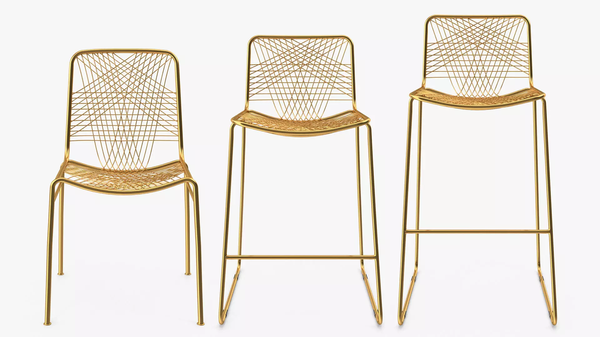 Golden Chair Set 3D Model Collection_0