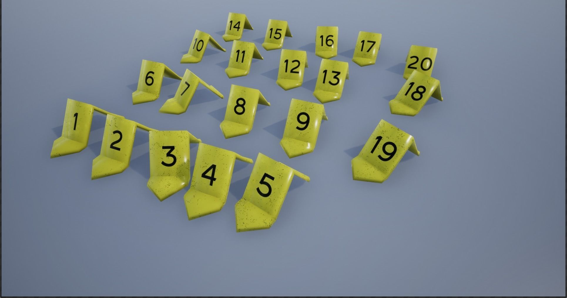 Crime Scene Evidence Number Plastics Low-poly 3D model_11