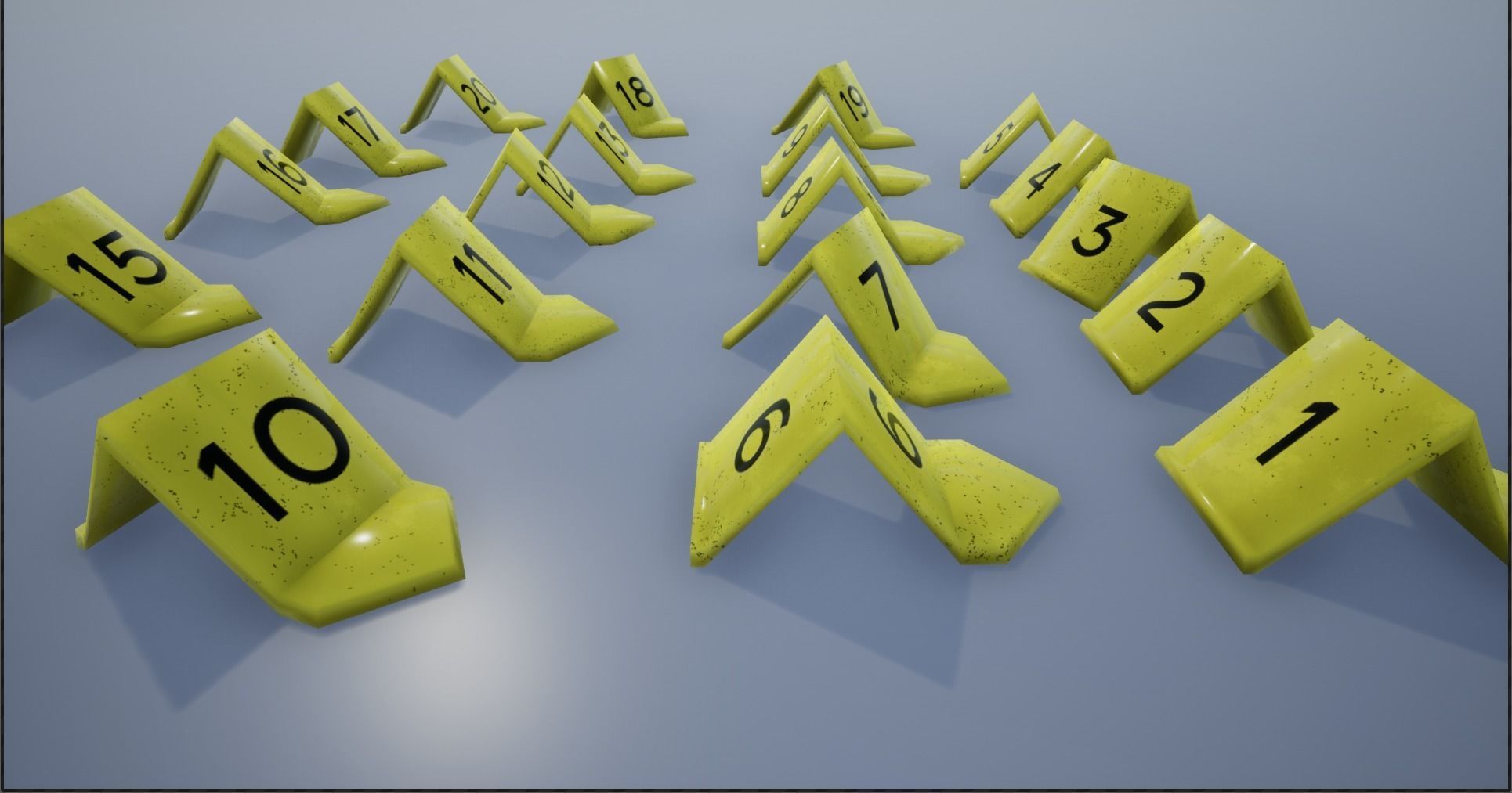 Crime Scene Evidence Number Plastics Low-poly 3D model_20