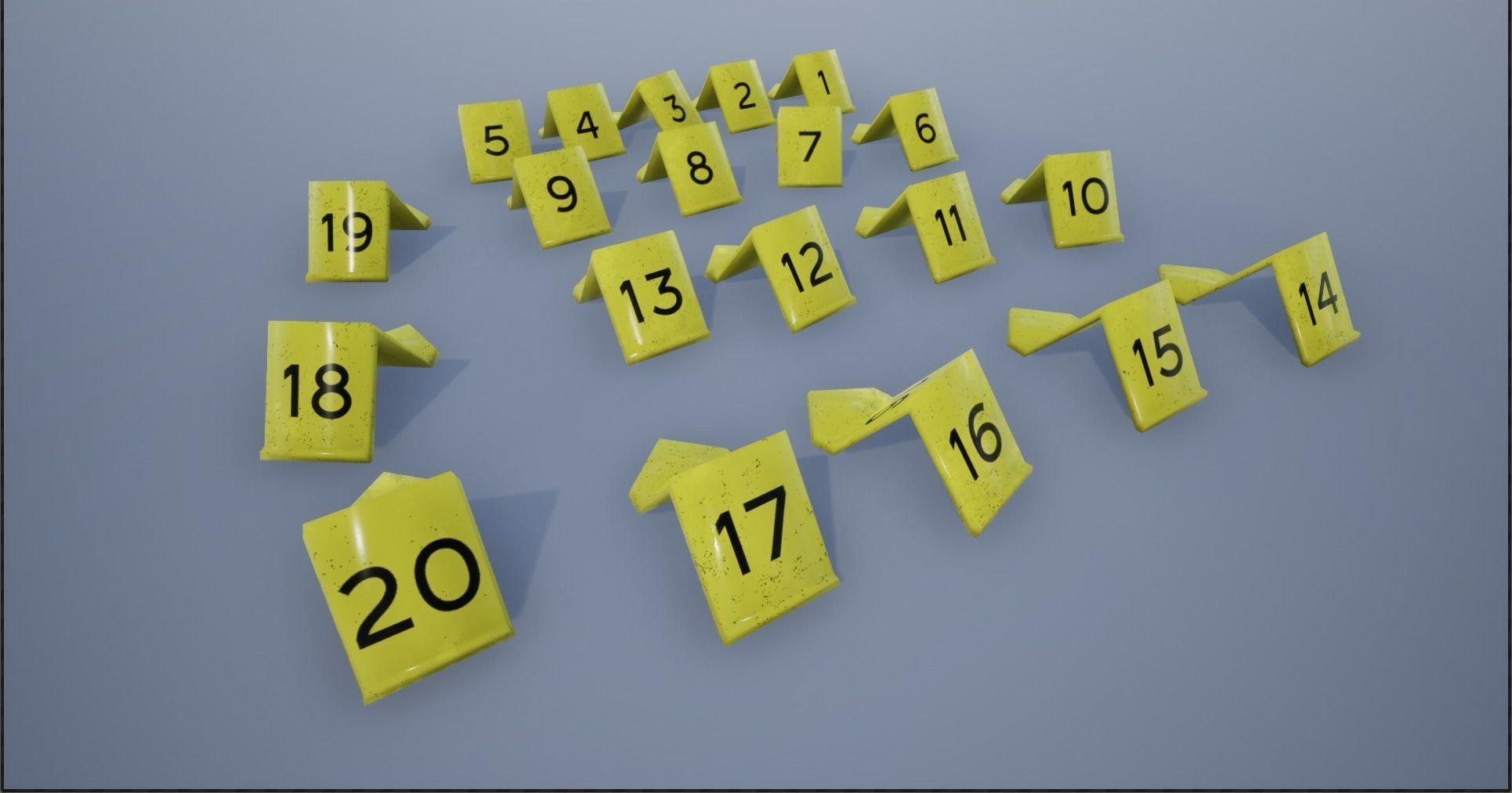 Crime Scene Evidence Number Plastics Low-poly 3D model_7