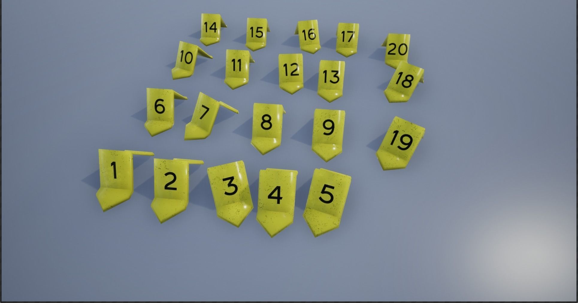 Crime Scene Evidence Number Plastics Low-poly 3D model_1