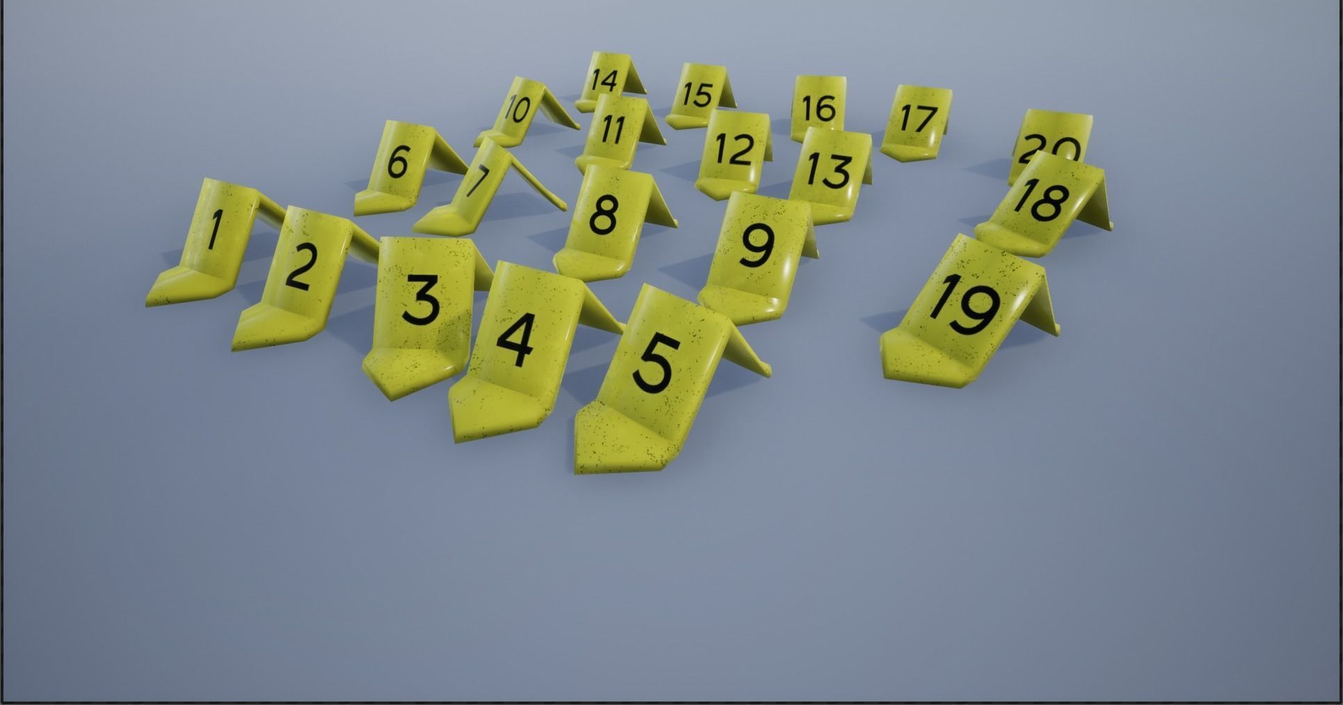 Crime Scene Evidence Number Plastics Low-poly 3D model_17