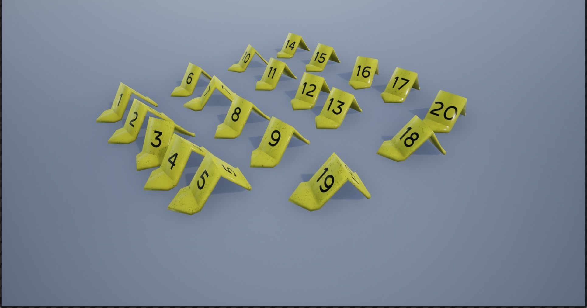 Crime Scene Evidence Number Plastics Low-poly 3D model_16