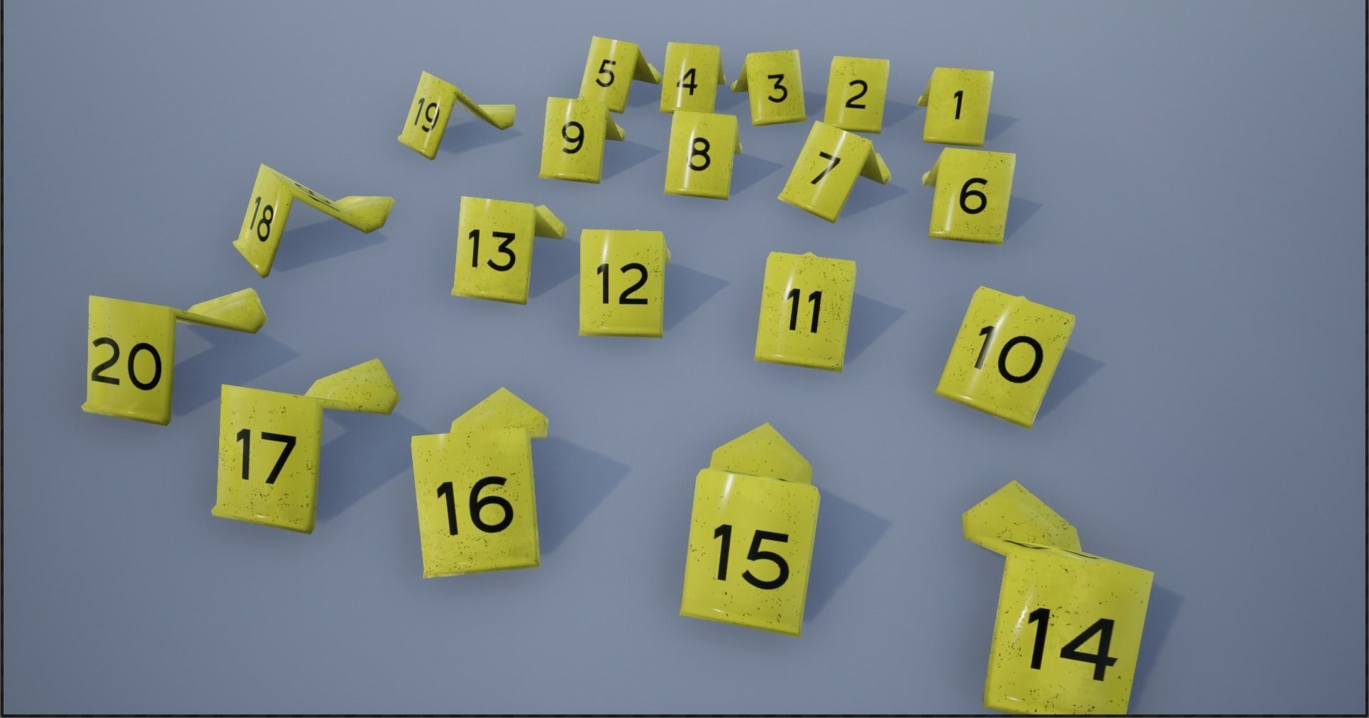 Crime Scene Evidence Number Plastics Low-poly 3D model_6