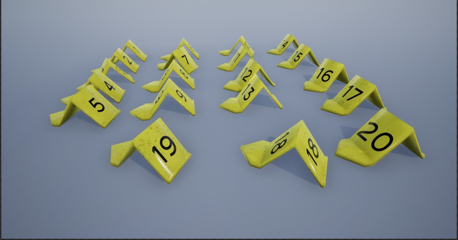 Crime Scene Evidence Number Plastics Low-poly 3D model_9