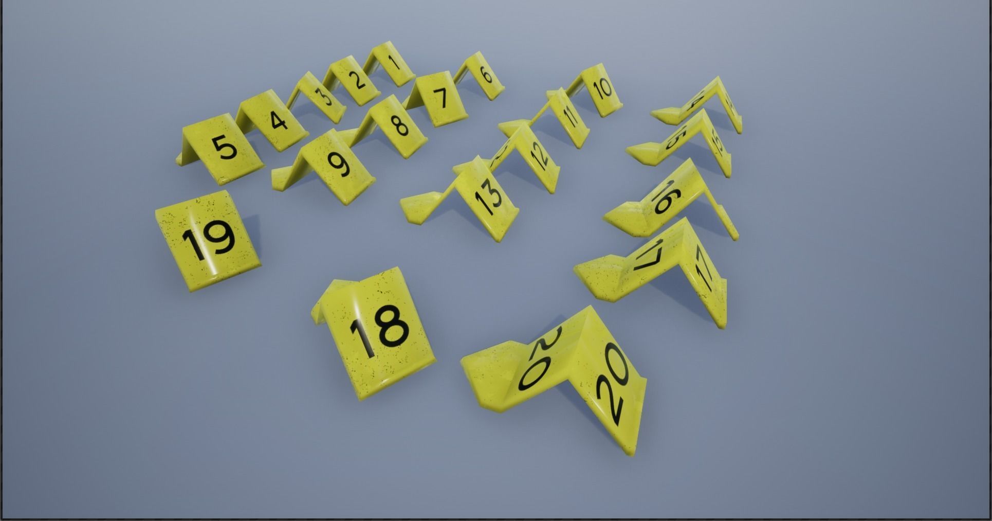 Crime Scene Evidence Number Plastics Low-poly 3D model_8