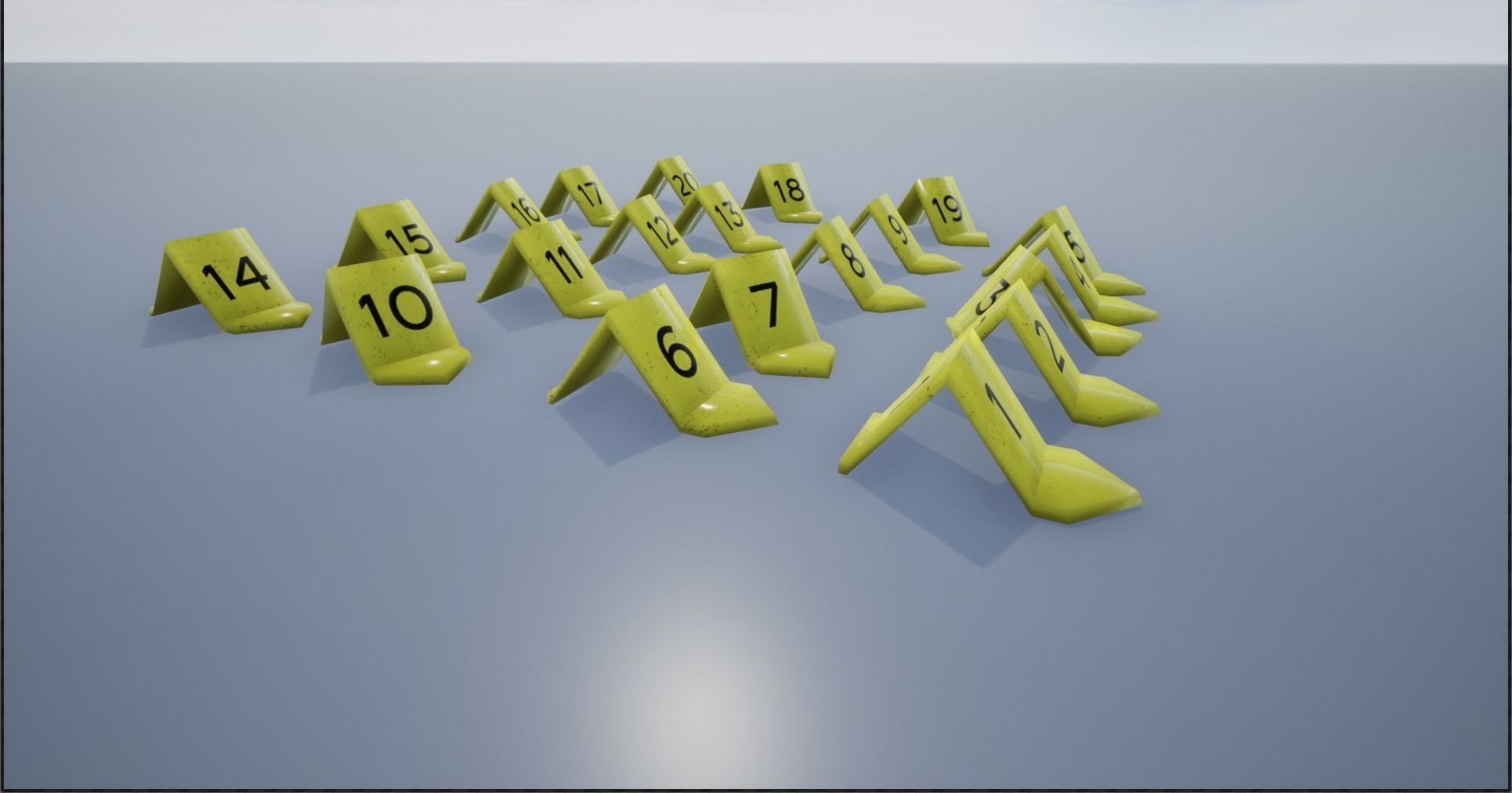 Crime Scene Evidence Number Plastics Low-poly 3D model_3