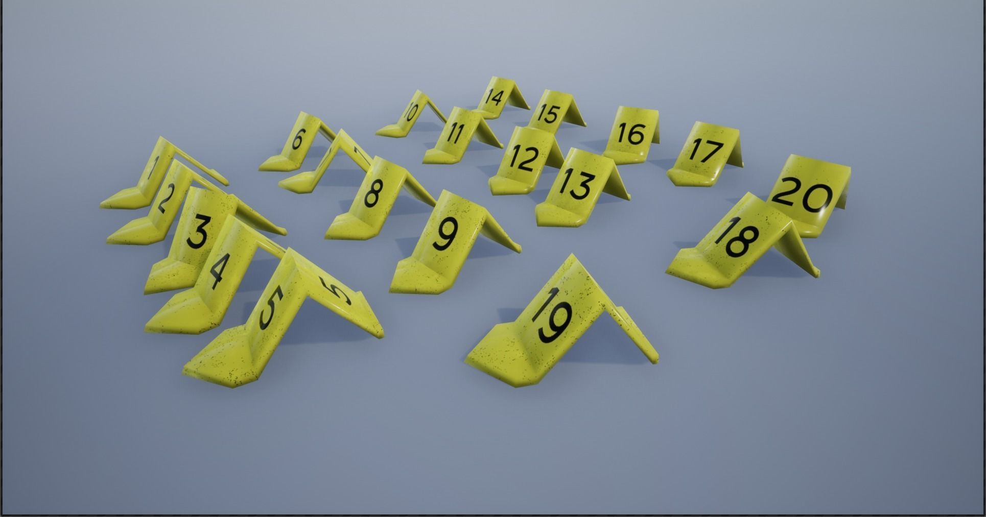 Crime Scene Evidence Number Plastics Low-poly 3D model_10