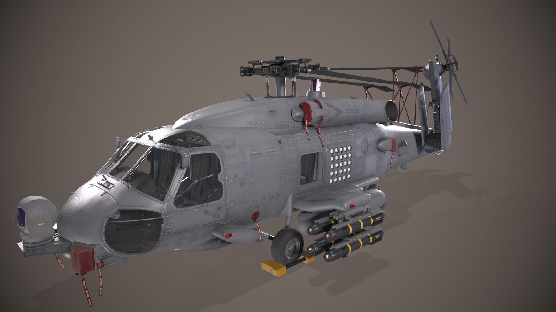 Sikorsky MH-60R Sea Hawk Complex Animation Low-poly 3D model_17