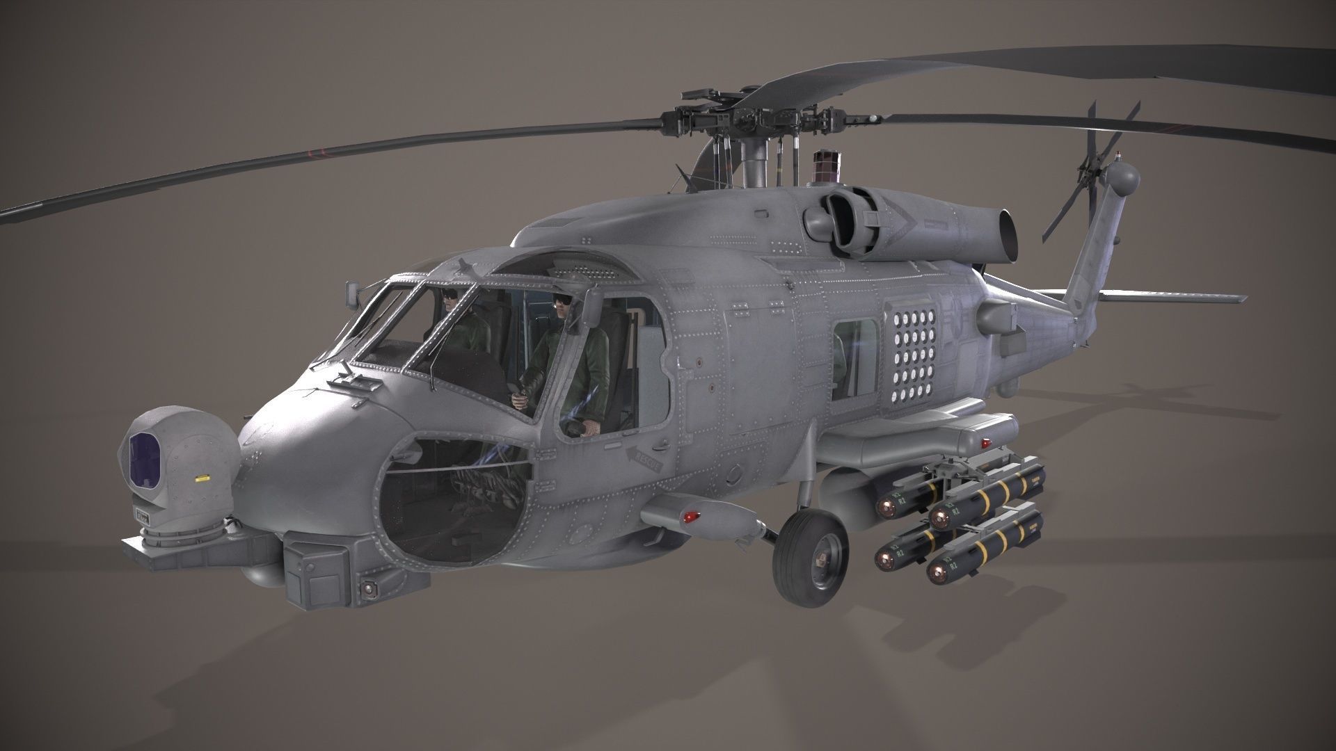 Sikorsky MH-60R Sea Hawk Complex Animation Low-poly 3D model_2