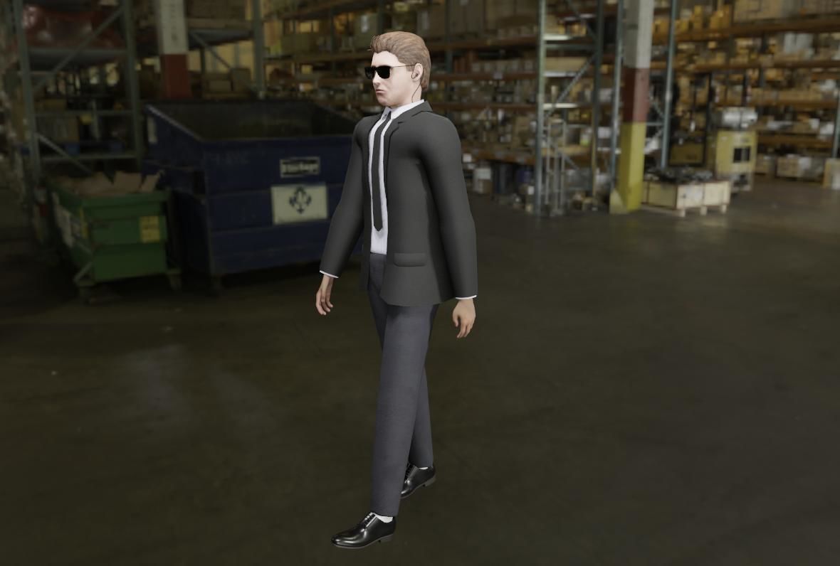 Man in Suit - Bodyguard Animated - Seguranca de Terno Low-poly 3D model_4