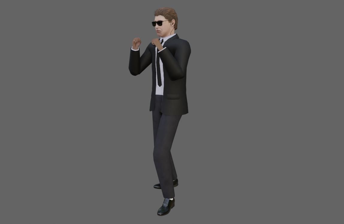 Man in Suit - Bodyguard Animated - Seguranca de Terno Low-poly 3D model_15