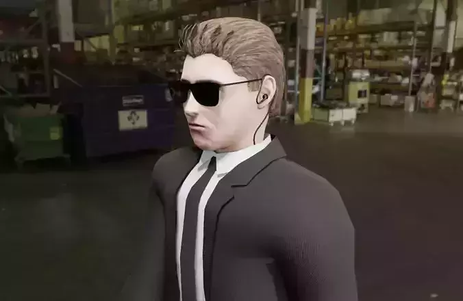 Man in Suit - Bodyguard Animated - Seguranca de Terno Low-poly 3D model