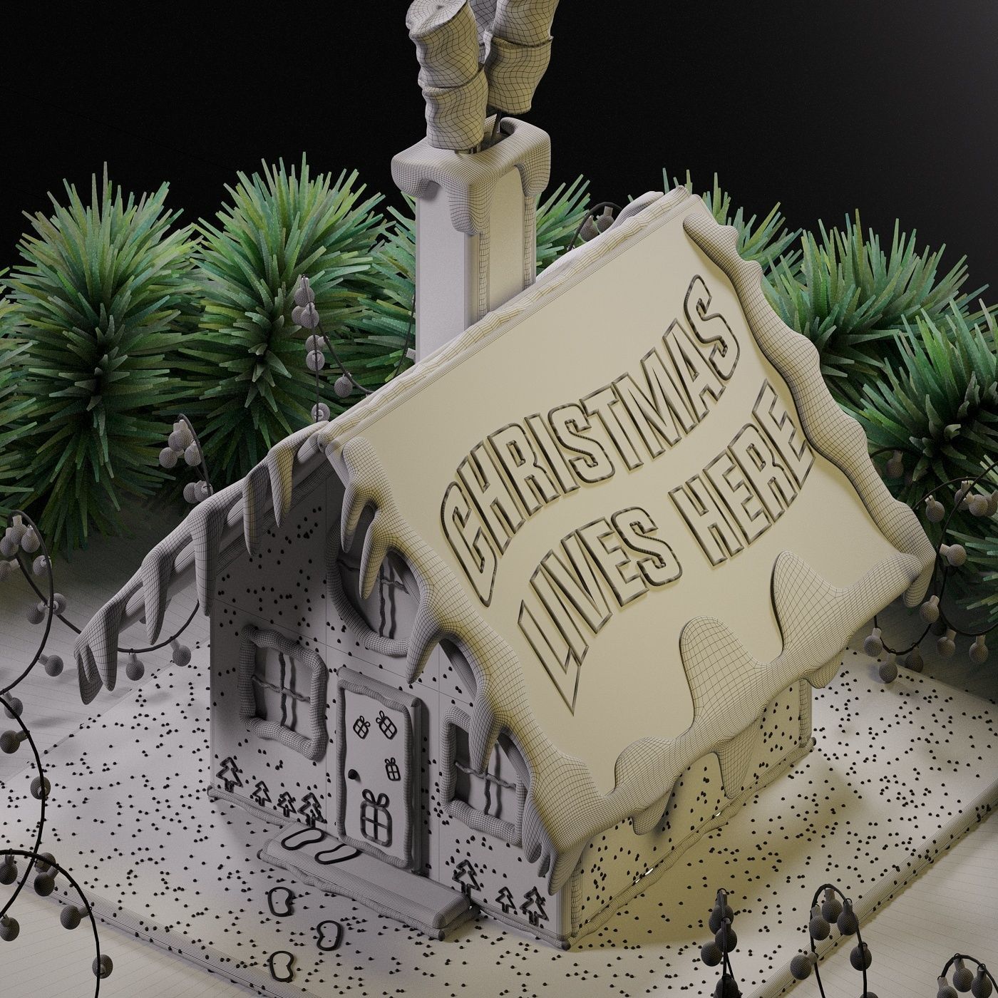 Cristmas gingerbread house 3D model_4