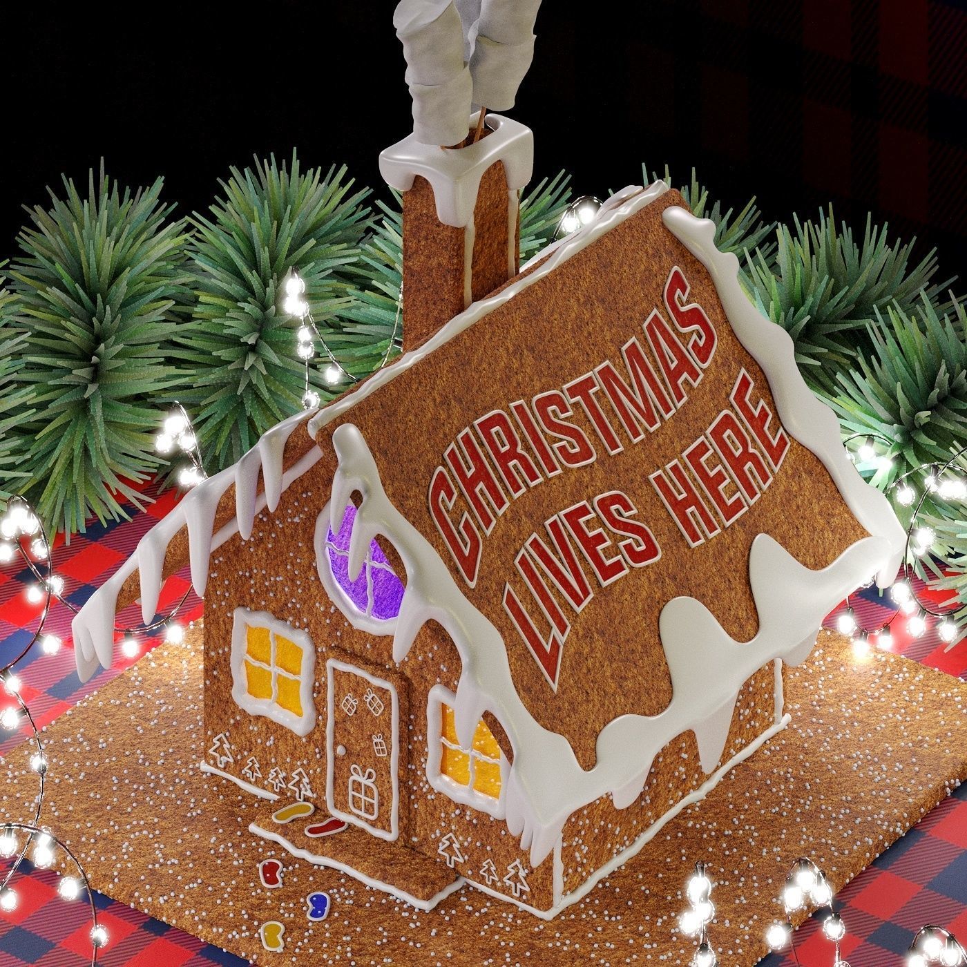 Cristmas gingerbread house 3D model_3