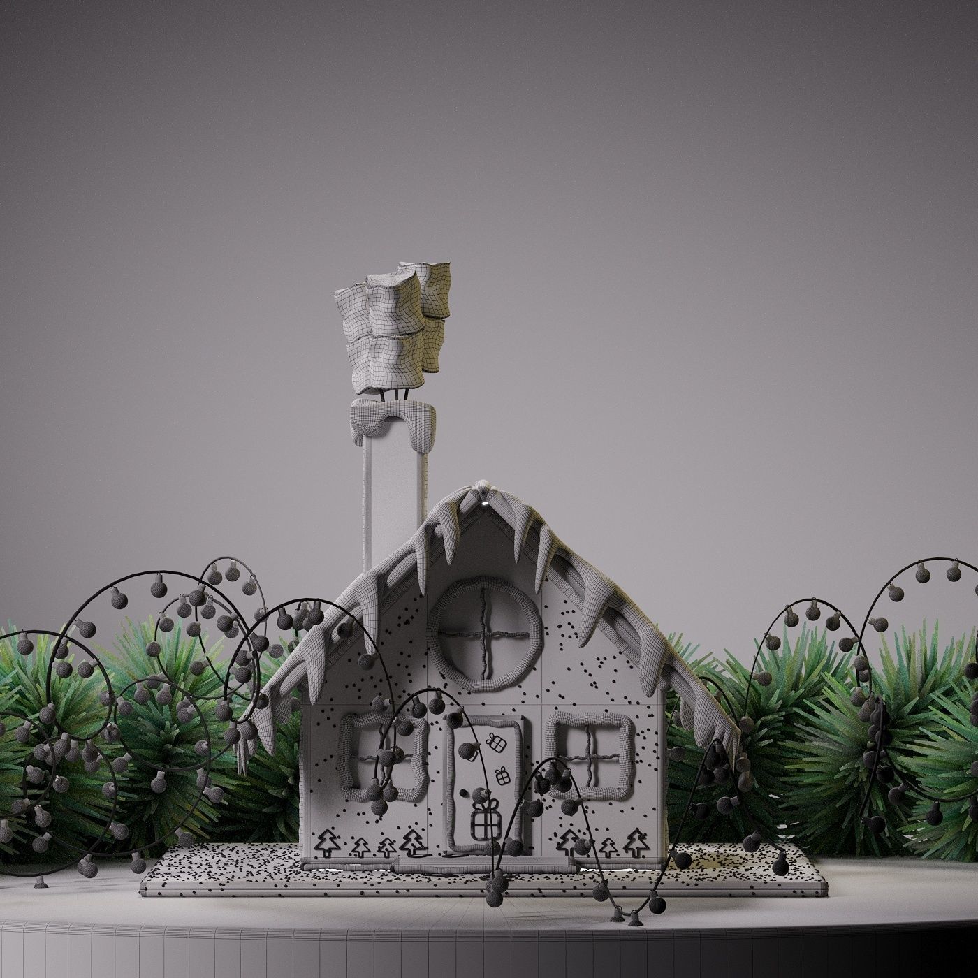 Cristmas gingerbread house 3D model_2