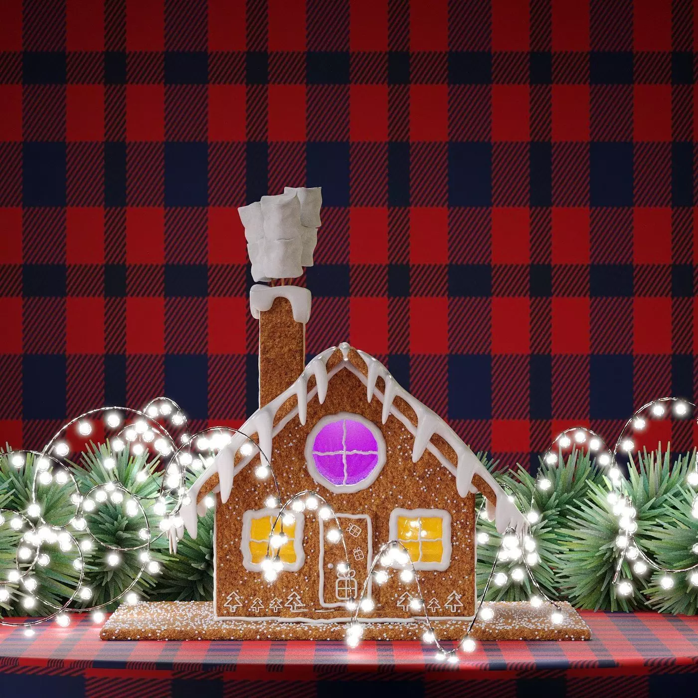 Cristmas gingerbread house 3D model_0