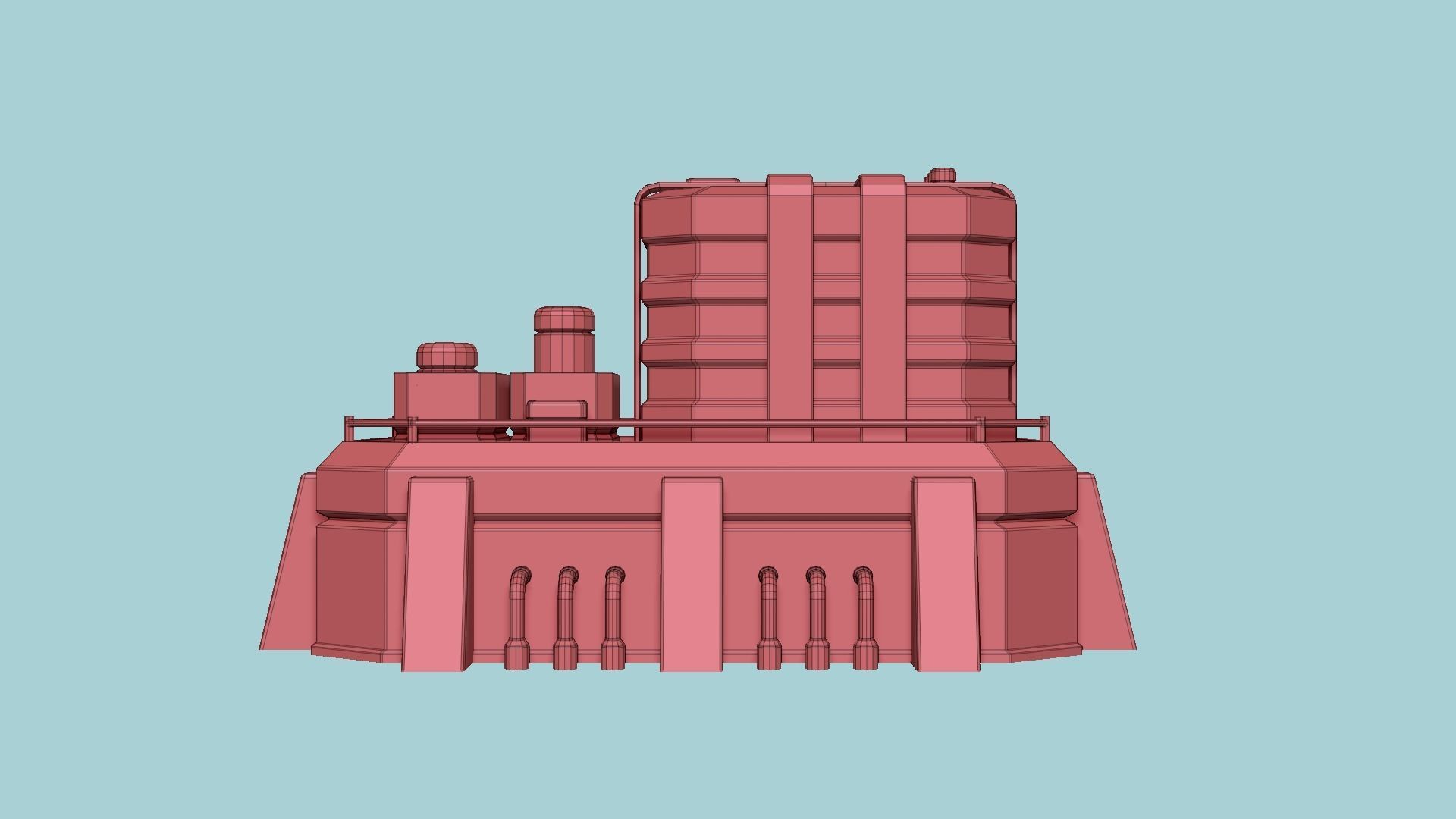 SciFi Hospital A01 White Blue - Sci Fi Exterior Design Low-poly 3D model_21