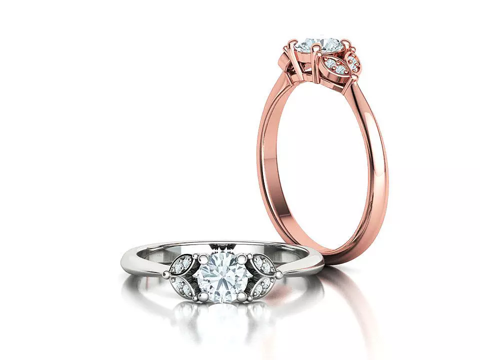 Bespoke Luna Engagement Ring v2 Half Carat Stone 3dprint model 3D print model