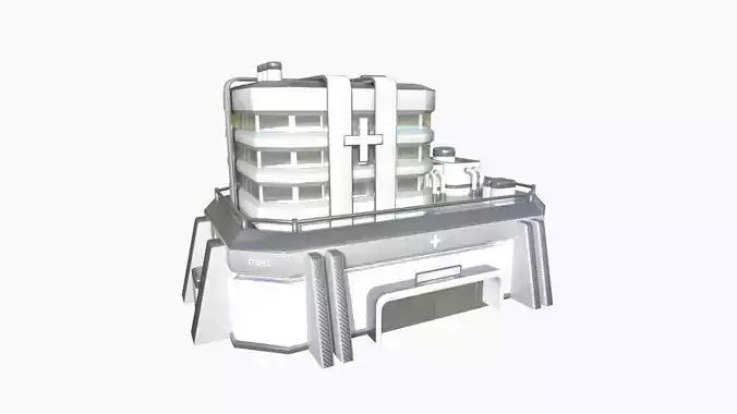 SciFi Hospital A02 White Gray - Sci Fi Exterior Design Low-poly 3D model