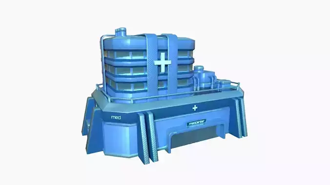 SciFi Hospital A03 Blue - Sci Fi Exterior Design Low-poly 3D model