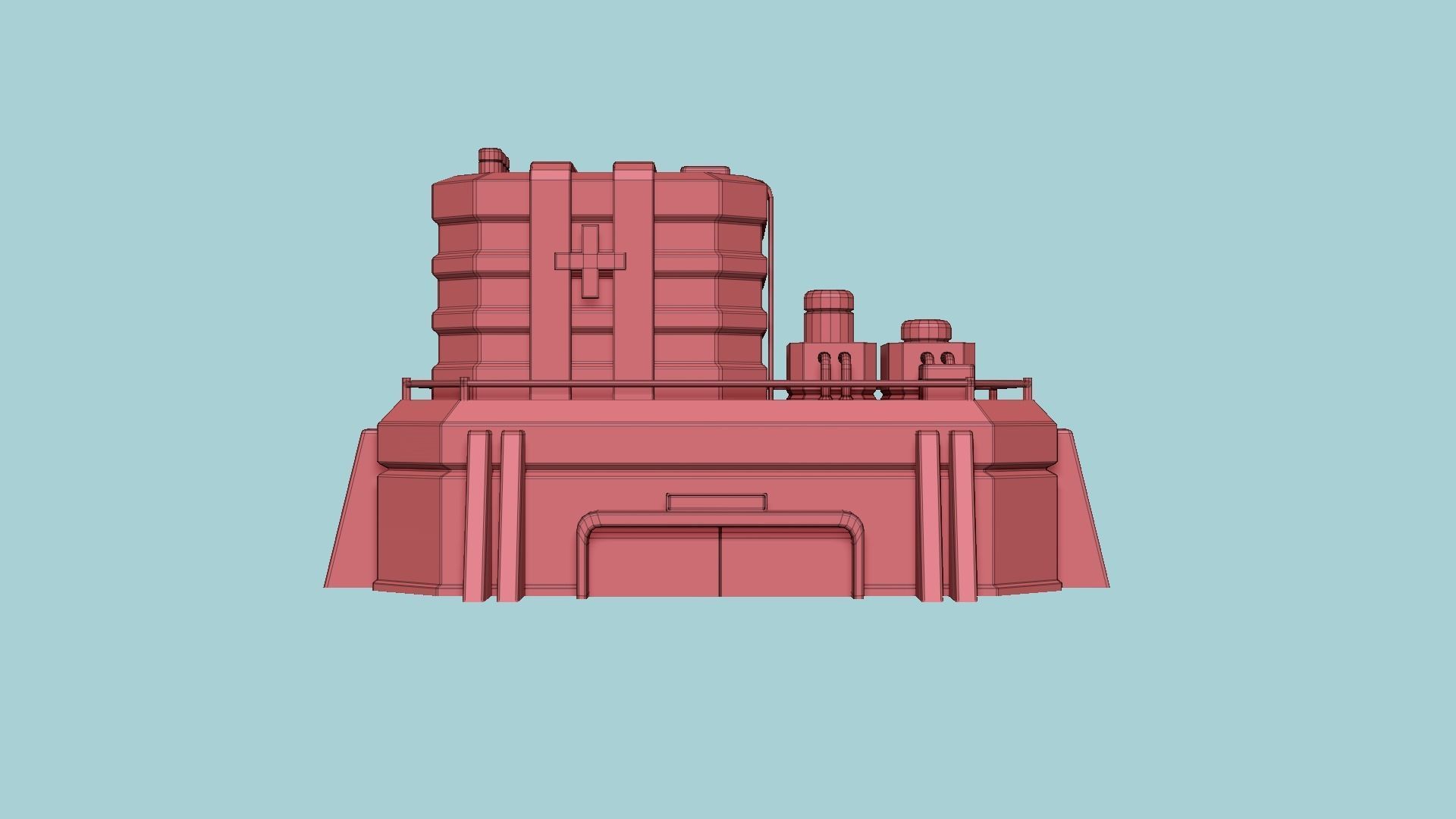 SciFi Hospital A03 Blue - Sci Fi Exterior Design Low-poly 3D model_15