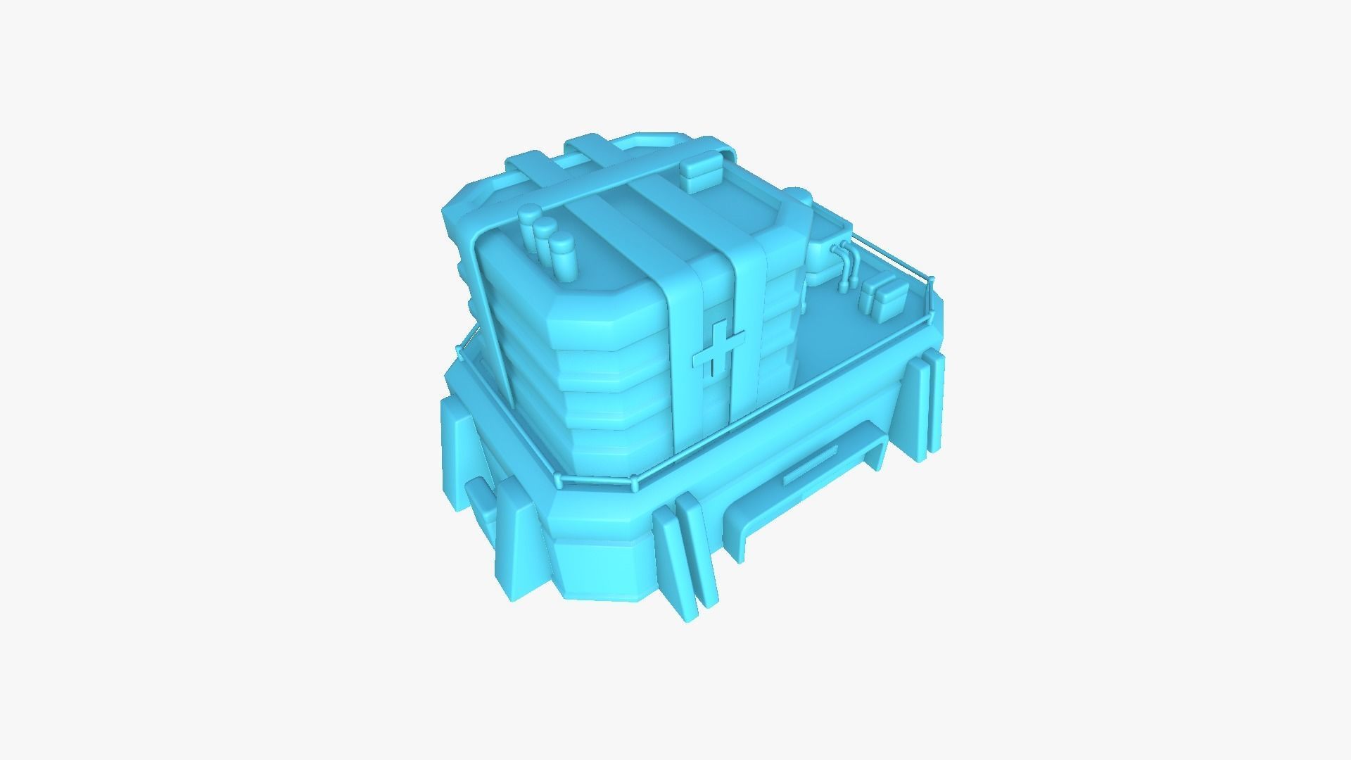 SciFi Hospital A04 Orange - Sci Fi Exterior Design Low-poly 3D model_7