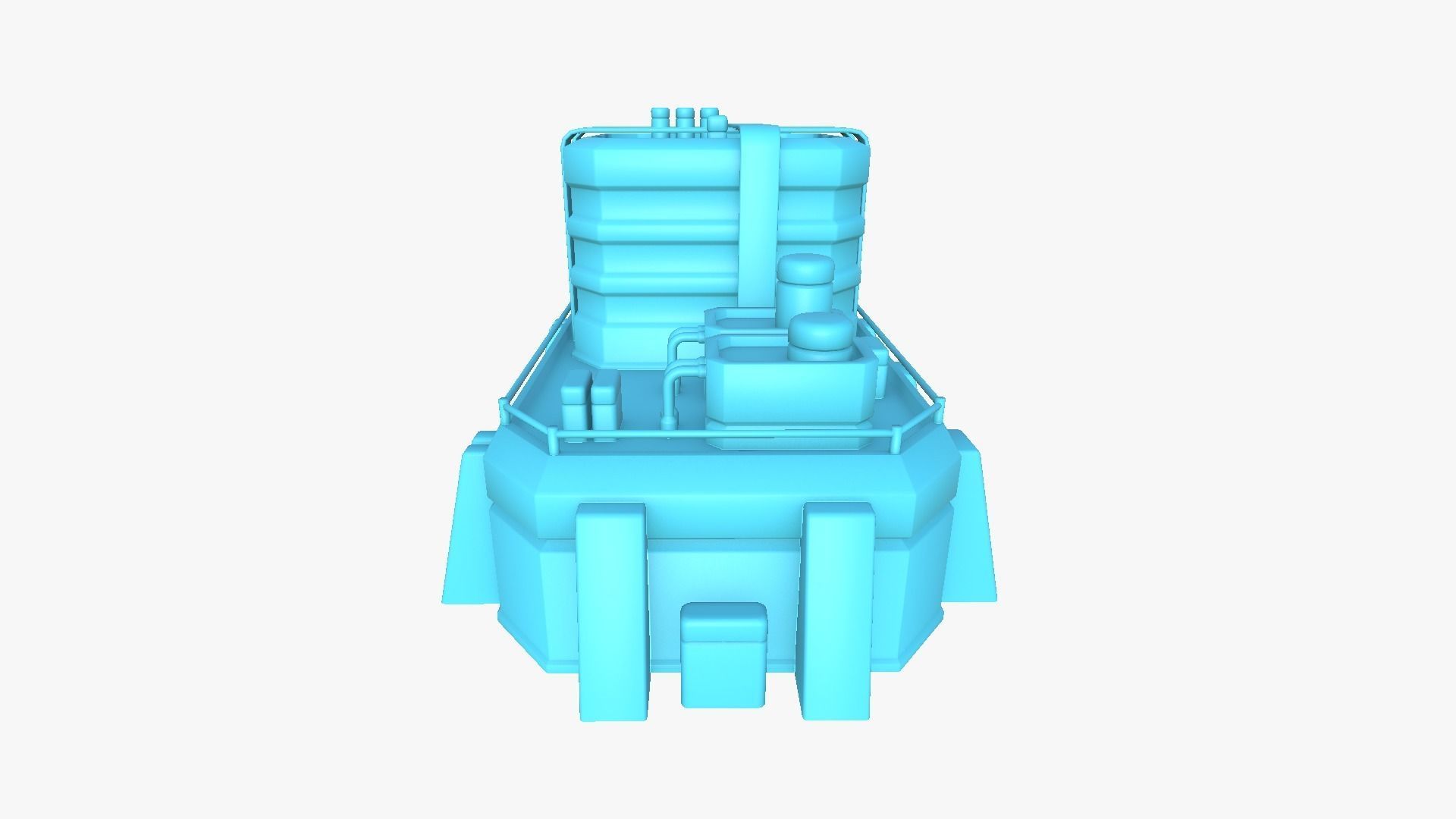 SciFi Hospital A04 Orange - Sci Fi Exterior Design Low-poly 3D model_10