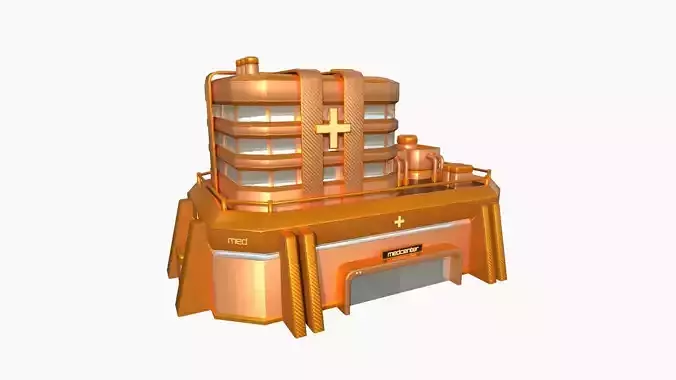 SciFi Hospital A04 Orange - Sci Fi Exterior Design Low-poly 3D model