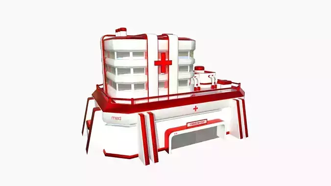 SciFi Hospital A05 Red - Sci Fi Exterior Design Low-poly 3D model