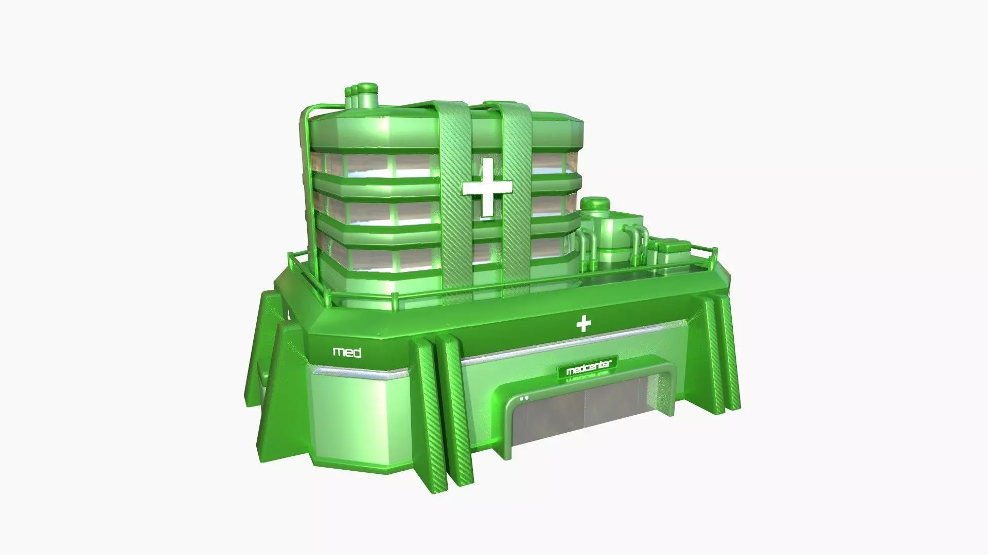 SciFi Hospital A06 Green - Sci Fi Exterior Design Low-poly 3D model_0