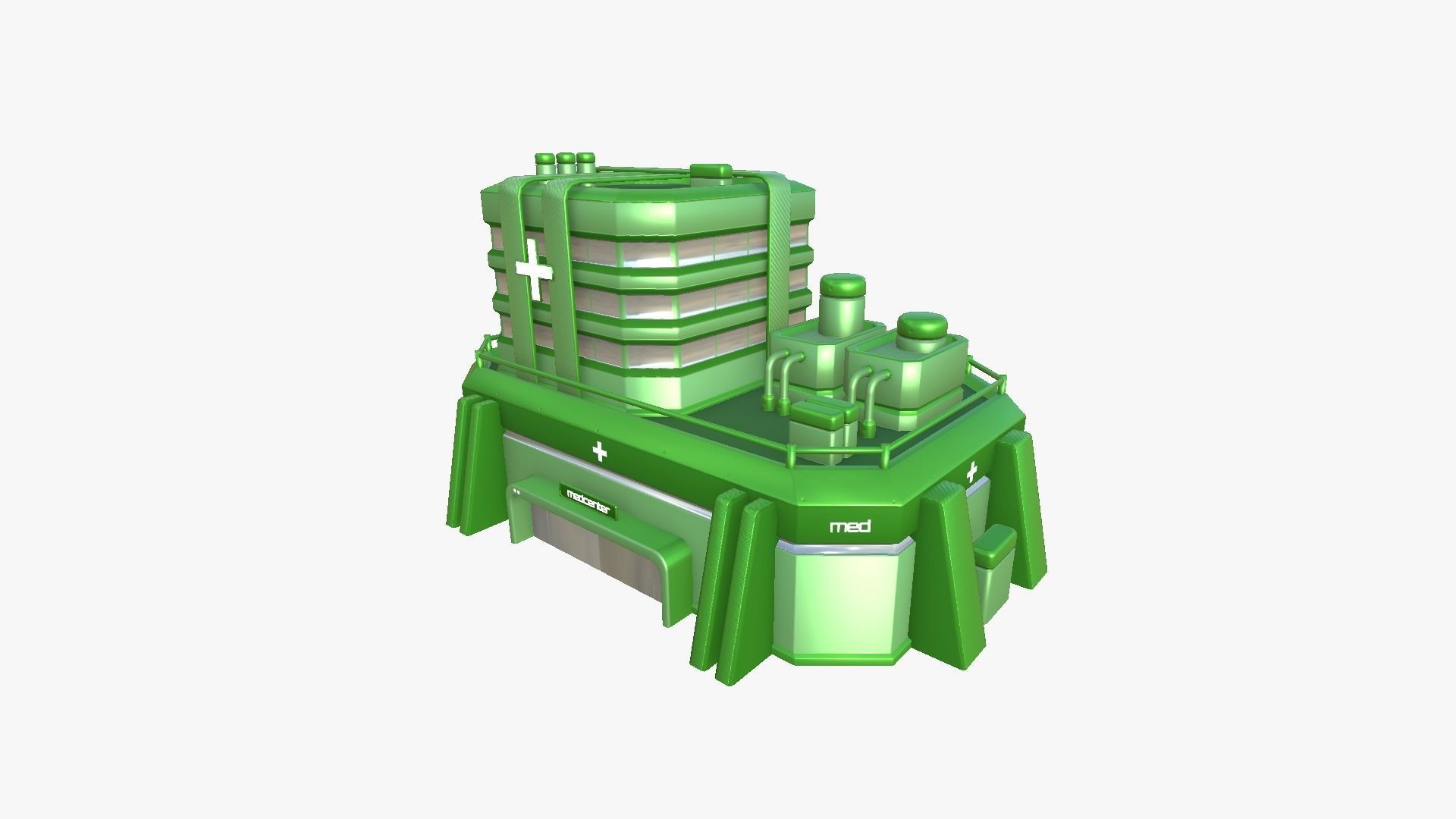 SciFi Hospital A06 Green - Sci Fi Exterior Design Low-poly 3D model_2