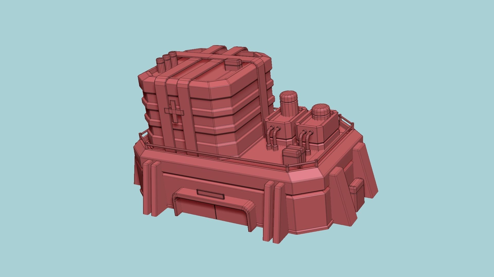 SciFi Hospital A06 Green - Sci Fi Exterior Design Low-poly 3D model_16