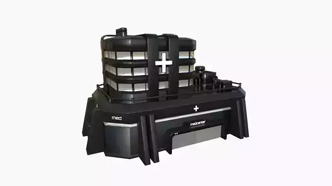 SciFi Hospital A07 Black - Sci Fi Exterior Design Low-poly 3D model
